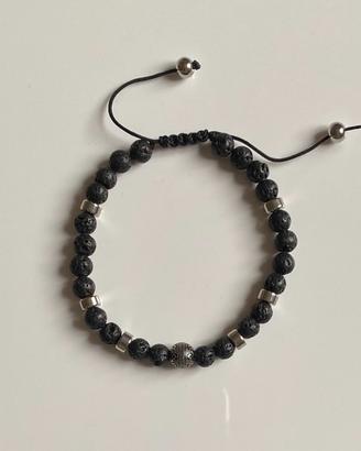 Bracciale con Pietre di Lava e acciaio