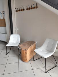 Coppia di sedie in ecopelle bianca
