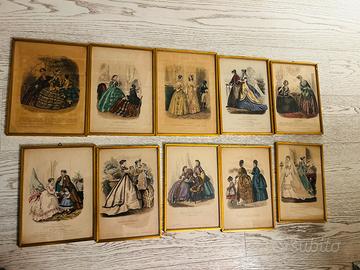 10 stampe moda XIX sec cornice originale CADAUNA