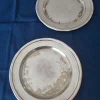 Coppia di piatti in peltro antichi fine '800