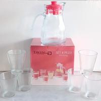 Set 6 bicchieri in vetro più caraffa con tappo