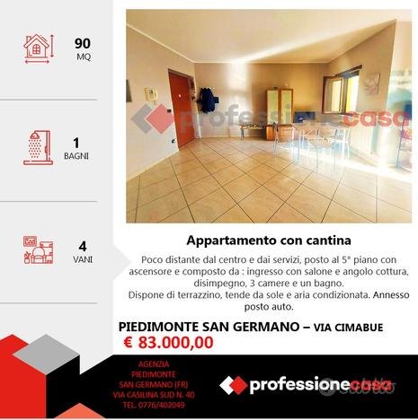 Appartamento con 3 camere,cantina e posto auto