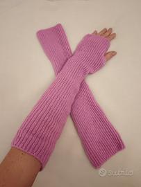 guanti lunghi senza dita rosa ciclamino 