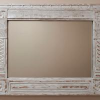 SPECCHIO LEGNO RUSTICO SBIANCATO INTAGLIATO A MANO