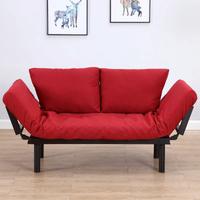 Divano Letto in Tessuto di Lino Rosso