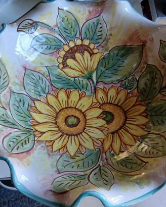 Centrotavola Vintage in Ceramica "Dipinto a Mano" 