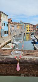collana in vetro di murano oro e rosa