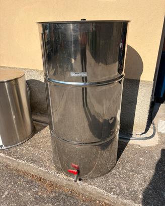 Contenitore fusto per olio in acciaio inox 180lt