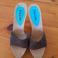 Zoccoli scamosciati marrone Pollini