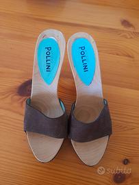 Zoccoli scamosciati marrone Pollini