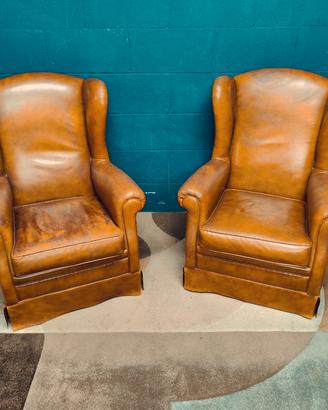 Coppia poltrone Chester Chesterfield vero cuoio uk