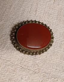 Spilla vintage corniola e peltro 