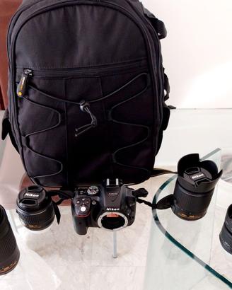 Nikon D5300 con 4 ottiche Nikkor e Zaino