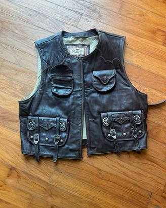 Gilet vintage chevignon in vera pelle