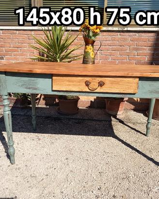 vecchio tavolo da osteria restaurato shabby 