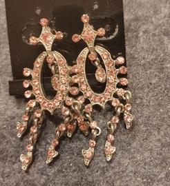 Orecchini Pendenti Brillantini Rosa