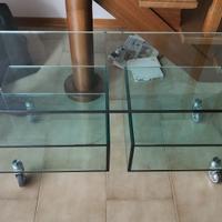 porta TV in cristallo con ruote