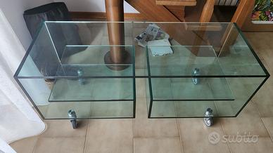 porta TV in cristallo con ruote