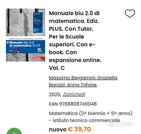 libro Manuale blu 2.0 di matematica plus C
