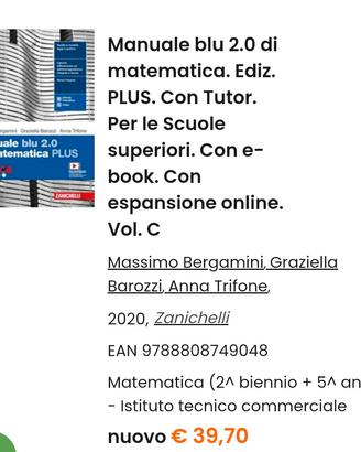 libro Manuale blu 2.0 di matematica plus C