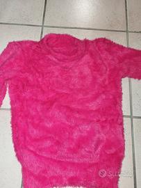 Maglione peluche fuxia