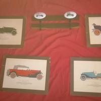 Attaccapanni + stampe auto d'epoca - vintage 