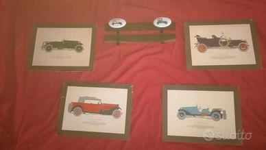 Attaccapanni + stampe auto d'epoca - vintage 