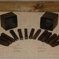 Vecchia scatola numeri a colpo, fatta a mano