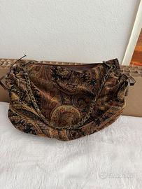 Borsa paisley tapestry multicolor con catena bronz