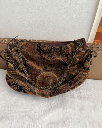 Borsa paisley tapestry multicolor con catena bronz