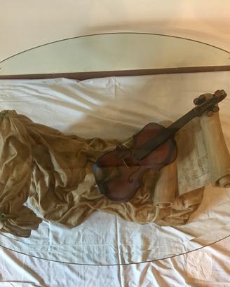 TAVOLINO IN VETRO CON VIOLINO