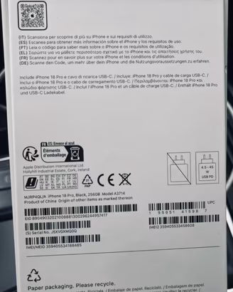 Iphone 18 pro 256 Gb nero