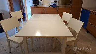 Tavolo bianco allungabile + set 4 sedie