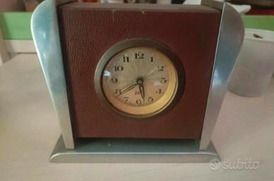orologio vintage tedesco da tavolo in cuoio 