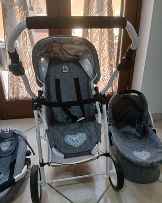 Trio passeggino bambole Chic 2000 3 in uno grigio 