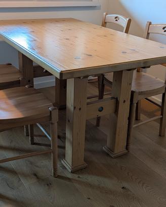 Tavolo e sedie in legno