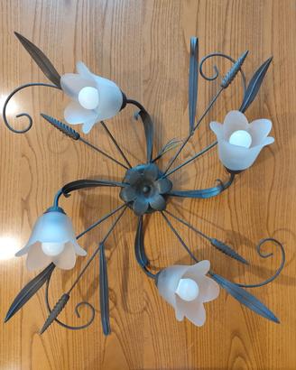 lampadario con quattro luci in ferro battuto 