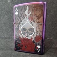 Zippo Nuovo originale Asso di picche viola teschio
