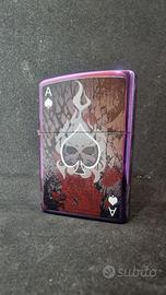 Zippo Nuovo originale Asso di picche viola teschio