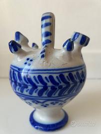 Vaso portafiori vintage Toledo multiforo blu bianc