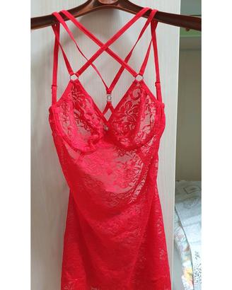 Abito Rosso Pizzo con slip