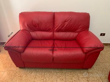 🛋️ Set divani in  ecopelle rossa – 3 pezzi