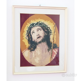 Quadro a mezzo punto fatto a mano con Cristo