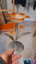 
fiore in acciaio o alluminio porti candela natale