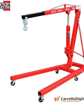 Gru idraulica Pieghevole 2T da officina – Rosso