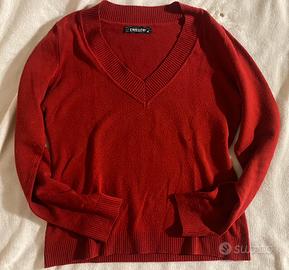 Maglione rosso in lana e cachemire