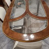  Tavolo da pranzo con top in vetro 