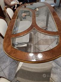  Tavolo da pranzo con top in vetro 