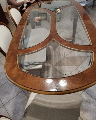  Tavolo da pranzo con top in vetro 