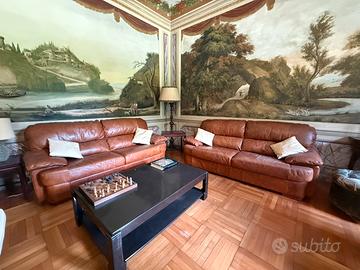 Divani in pelle 3 posti- colore cognac